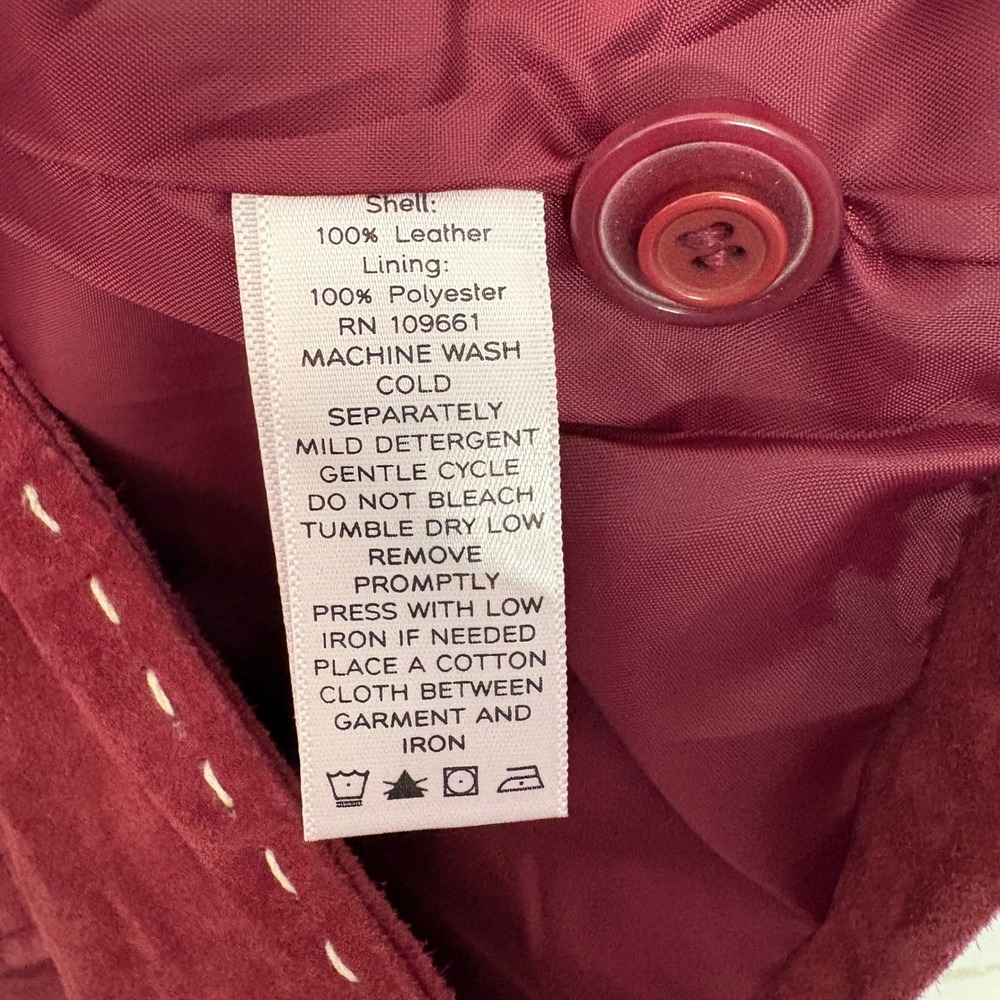 Vintage d. & co. Red Suede Leather Jacket Contrast Button Front Coat Y2k - Picture 5 of 6